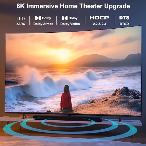 BENFEI 8K HDMI to HDMI 33ft /10M Cable,Ultra High Speed HDMI Cable 4K@240Hz/165Hz/144Hz/120Hz, 8K@60Hz, 33 Feet, 48Gbps, Ultra HD eARC HDR 10+ HDCP 2.3 Dolby Vision VRR for TV/PS5/PS4/ Xbox-Serie X