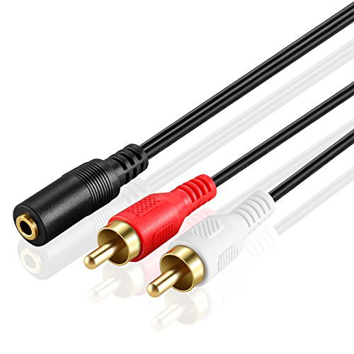OBVIS 3.5mm to RCA Stereo Audio Cable Adapter | Female to Male, Bi-Directional, AUX Auxiliary Headphone Jack Plug Y Splitter, Left / Right 2RCA Male Connector Plug