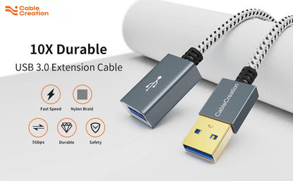 CableCreation [2-Pack] Short USB 3.0 Extension Cable 1FT, USB 3.0 A Male to Female Extender for VR, PlayStation, Xbox, Keyboard, Printer, Scanner, Space Gray 0.3m - size: 1FT-2Pack, style: Straight