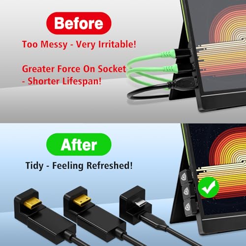 AGVEE 180 Degree Angled USB-C to USB-C Adapter and 2 Direction U-Shaped Mini HDMI to HDMI Converters, HDMI 2.0 4k@60HZ, Coupler Extender Extension for Portable Display Monitor, Black - size: 2 Pack 2 Direction