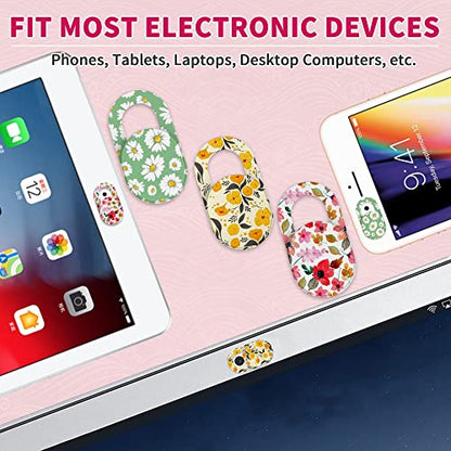 Laptop Camera Cover Slide Cute, Ultra Thin Webcam Cover for iPhone iPad MacBook Pro Computer iMac Cell Phone PC Accessories, Camera Blocker Slider, Great for Privacy - Flowers (3*Flowes) - color: Flowes