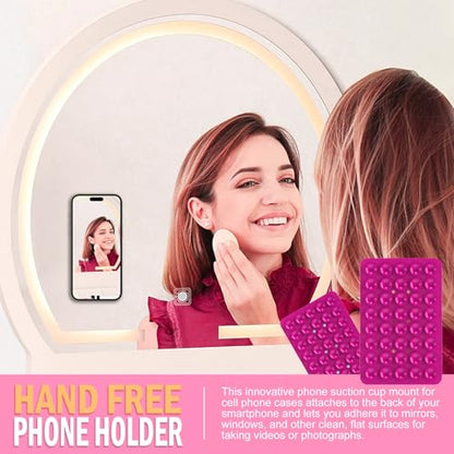 Double Sided Silicone Suction Phone Holder Mount, Silicon Accessory for iPhone and Android, Hands-Free Mirror Shower Phone Holder, TikTok Videos and Selfies (Blue+Rose Red) - color: Blue+Rose Red