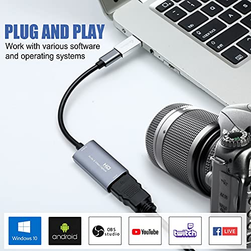 Guermok Video Capture Card, 4K USB3.0 HDMI to USB C Capture Card for Streaming, 1080P 60FPS, Compatible with iPad Mac OS Windows, Quest 3, OBS, PS5/4, Switch2/1, Xbox, Camera (Silver) - color: Silver