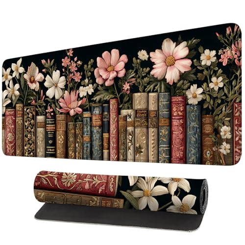Mouse Pad, Large Anti-Slip with Stitched Edges Desk Mat Desktop Laptop Computer Desk Keyboard Mat,Table Protector Blotter Mat (Book, 31.5" x 11.8") - color: Book, size: 31.5" x 11.8"
