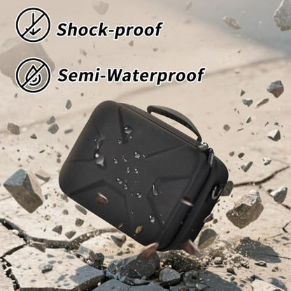 Comecase Hard Camera Case for Canon R50/R100/T7, for Sony A6400/ZV-E10 | Small Camera Bag with Hard EVA Shell, Adjustable Dividers, 6 Battery/SD Organizer Slots and Shoulder Strap, case only - color: Jet Black
