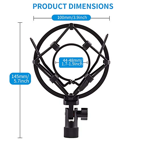 Microphone Shock Mount, Mic Anti-Vibration Suspension Shock Mount Holder Clip for 44mm-49mm Diameter Condenser Mic like MXL V67G V67i V69M V87 550 Studio 24 V76T Babybottle SL