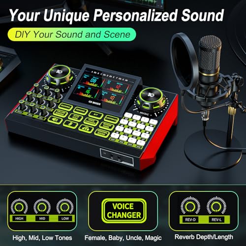 Podcast Microphone Bundle with Live Sound Card Audio Mixer, Podcast Equipment Bundle Sound Board with 3.5mm Condenser Microphone for Pc/Phone Live Streaming Singing Gaming,Voice Changer, Denoise - color: Black Mic+G9 Audio mixer