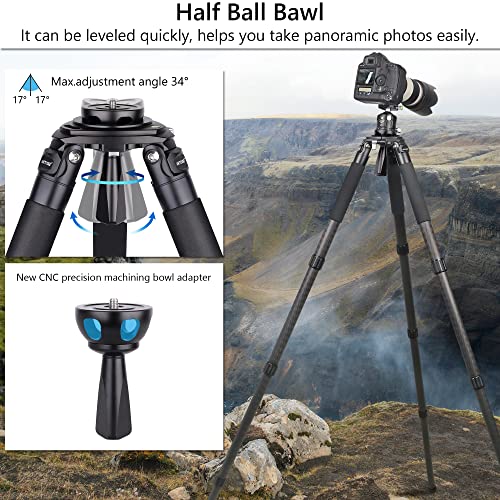 Carbon Fiber Tripod Heavy Duty Bowl Tripod ARTCISE AS90C Ultra Stable Carbon Stand with 75mm Bowl and Adapter 10 Layers Carbon Fiber 40mm Leg Tube Max Load 88 Lbs/40kg