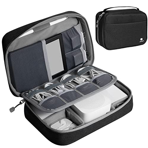 pack all Electronic Organizer Plus, Larger Capcity Cable Organizer Bag, Shockproof Carrying Case, Portable Cord Travel Organizer Storage Bag for Cables, Chargers, Phones, USB, SD Cards(Black) - color: Black