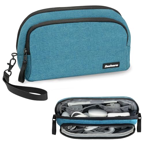 Portable Electronics Organizer Travel Case, Double Layers Tech Organizer, All-in-One Charger Storage Bag for Charging Cable, USB Cord, Charger, Power Bank, Flash Drive, Blue - size: M, style: Double Layer