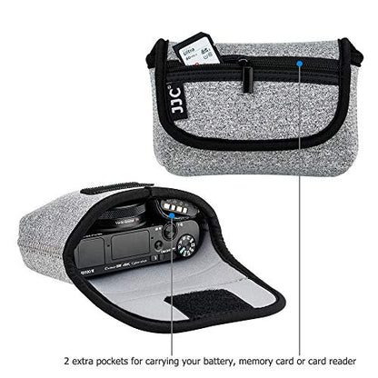 JJC Compact Camera Case Pouch for Sony DSC-W830 W810 W800 Canon SX620, Grey | for Sony RX100 VII VI VA IV Kodak Ektar H35N Pixpro FZ45 Canon SX610 SX720 ELPH 190 ELPH 180 & More, Neoprene Material - color: Grey