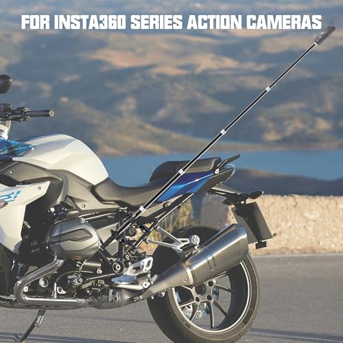 Taisioner Aluminum Alloy Motorcycle Handlebar Mount Double Clamp Locking Anti-Fall, 47" Invisible Selfie Stick for Insta360 X5/X4/X3/X2/ONE RS/GO 2/3 Hero 13-7 DJI Camera
