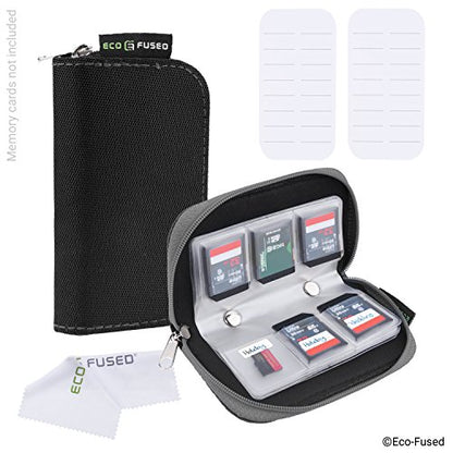 Eco-Fused Memory Card Case - Fits up to 22x SD, SDHC, Micro SD, Mini SD and 4X CF - Holder with 22 Slots (Black & Grey / 22 Slots - 2 Pack) - color: Black & Grey / 22 slots - 2 pack