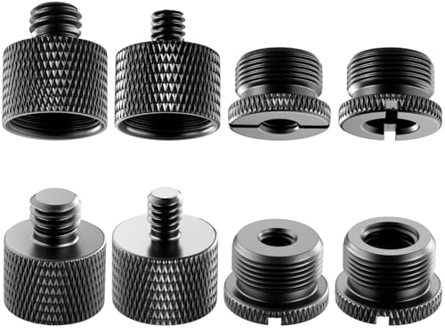 8 Pack Mic Stand Adapter 5/8 Female to 3/8 Male and 3/8 Female to 5/8 Male, 5/8 Female to 1/4 Male and 1/4 Female to 5/8 Male Screw Thread Adapter Mic for Microphone Stand Boom Arm Camera Tripod