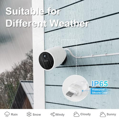 Newding Power Cable Compatible with Simplisafe Outdoor Security Camera, All Weather Conditions Continuously Charge, IP65 Weatherproof Interface, 25FT Charging Cord White