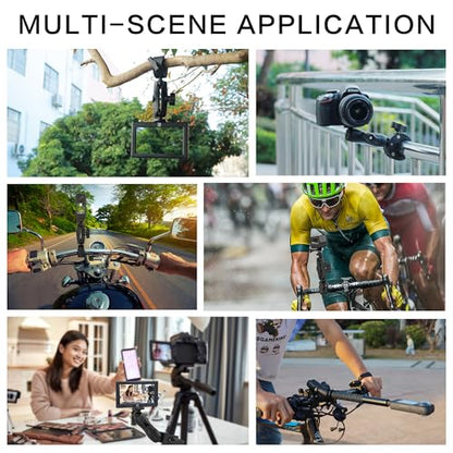 Taisioner Super Camera Clamp Mount 3.6" Socket Arm 360°Ball Head Magic Arm 1/4" Thread for Canon Nikon/Digital Camera/DSLR/Gopro/Insta360/LED Light(Gopro Adapter,Phone Holder) - size: 3.6"super clamp