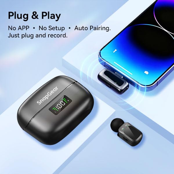 Mic Mini Wireless Microphone for iPhone/Android, 2TX+2RX, 3 Al Voice Modes, 30H Battery for Vlogging & Streaming, 48kHz/24bit, Includes USB-C & Lightning Receivers for TikTok, YouTube - style: Mic Mini A