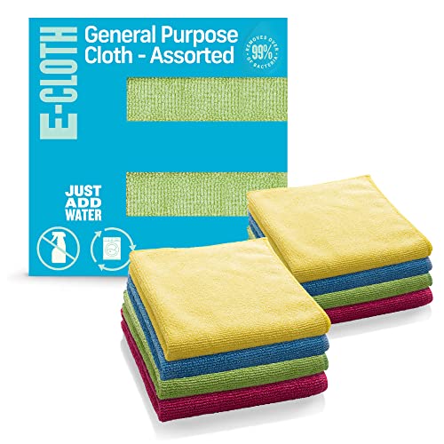 E-Cloth Microfiber Cloth 8-Pack, World's Leading Premium Microfiber Cleaning Cloth, Twice as Durable as Competition, 1 Year Guarantee, Ideal for Kitchen, Countertops, Sinks, and Bathrooms, Assorted - color: Assorted Colors - 8 Pack, size: New Version
