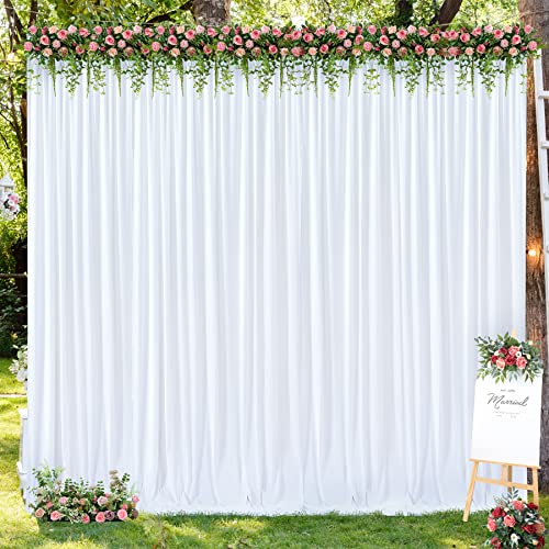 White Backdrop Curtains 2 Panels, 10 Feet Wrinkle-Free Polyester Photography Backdrop Drapes for Wedding Baby Shower Party Background Backdrop Stand- 8FTX10FT (White) - color: White, size: W4' x H10'(2 panels)