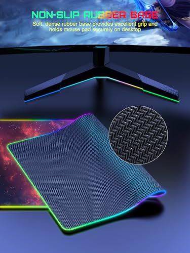 TopMade Wireless Charging Mouse Pad, RGB Gaming Mousepad, 35.4" x 15.8" Extra Large Waterproof Keyboard Desk Pad, Computer Desk Mat, Red Nebula (Includes 20W PD Power Adapter & 6.56ft Woven Cable) - color: RGB-Red Nebula-35.4"x15.8"-with Adapter