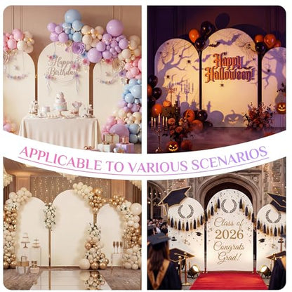 Toolterritary Set of 3 Metal Arch Backdrop Stand with Cover Set, (7.2FT, 6.6FT, 6FT Wedding Arch and Cover Set), Backdrop Arch for Party, Baby Shower, Birthday, and Graduation Ceremony - color: Beige, size: 7.2ft+6.6ft+6ft