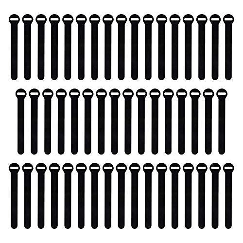 Self-Gripping Cable Ties by Wrap-It Storage, Black, 5 Inch Straps (50-pack) – Reusable Hook and Loop Cord Organizer Cable Ties for Cord Management and Desk or Office Organization - color: Black, size: 5" (50-Pack)