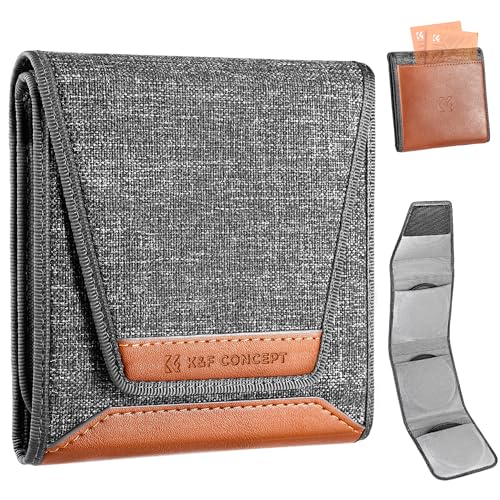 K&F CONCEPT Lens Filter Pouch, Lens Filter Case 3 Pocket Professional Photography Filter Holder Belt Bag Pouch Water-Resistant and Dustproof for Filter Up to 82mm - size: 82mm