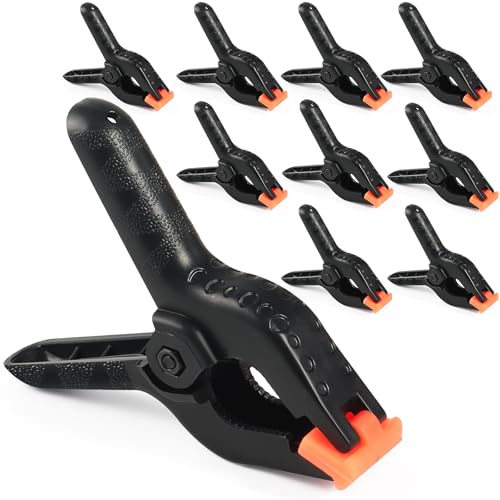 RELBRO Spring Clamps, 6 Inch Large Plastic Clips for Balloon Arch Backdrop Craft Decoration, Heavy Duty, Black, 10 Pcs - size: 6 Inch
