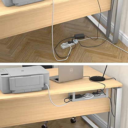 D-Line Under Desk Cable Management Tray, Cable Basket for Extension Blocks, Self-Adhesive or Screw-fix, Regain Wasted Space & Improve Appearance - Grey - color: Grey