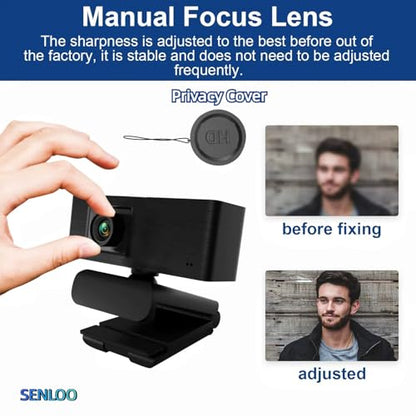 1080P Webcam HD for PC - Web Camera for Desktop Computer with Hi-fi Microphones, Privacy Cover - Computer Camera Wide Angle, Plug &Play, USB Web cam for Zoom, Skype, Teams, Streaming, Video Calling