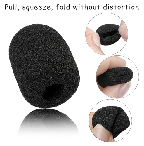 30 Pack Mini Size Lapel Headset Mic Foam Covers Microphone Windscreen, Black