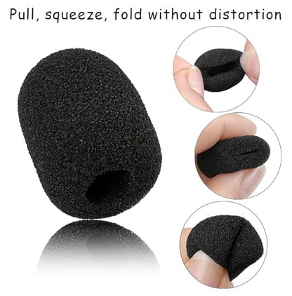 30 Pack Mini Size Lapel Headset Mic Foam Covers Microphone Windscreen, Black