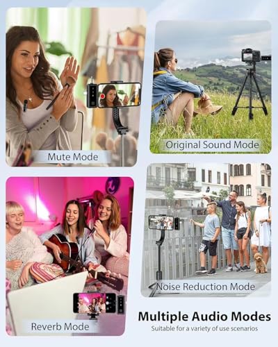 3 IN 1 Wireless Lavalier Microphones for iPhone/Android/Camera Devices(Lightning/USBC/3.5 mm Jack), 2 Pack Mini LED Display Lapel Mic with Mute/Reverb/Noise Reduction for Video Recording Vlogging