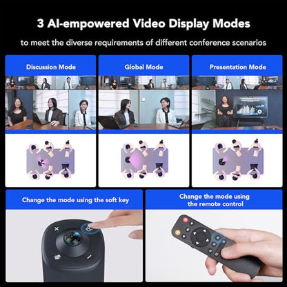 NUROUM 360 Pro Conference Room Camera and Microphone 2026 Upgrade, 3 AI Video Modes, Conference Webcam with Noise Suppression, All in One Webcam for Zoom/Teams/GoogleMeet on PC/Laptop/Desktop