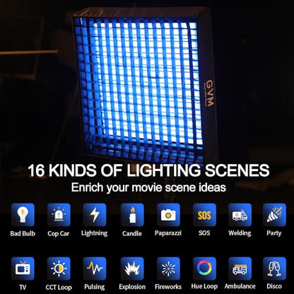 GVM 200W Flexible Led Panel Light Mat with Bluetooth Control, RGB Video Light with Softbox, 2000K-10000K Foldable Photography Light, 16 Kinds Lighting Scene, 1400pcs Led Beads, 23.62 * 23.62 inch - size: B200C