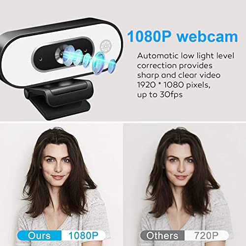 1080P USB Camera for Switch 2/ PC, Ring Light & 3-Level Brightness - Streaming Camera with Built-in Mic, Tripod & Plug&Play for Zoom/Skype/Facetime, PC/Mac/Laptop - color: Black-02