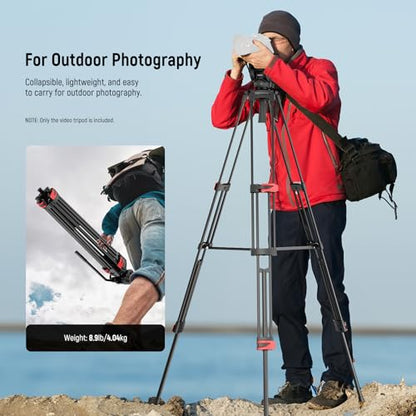 NEEWER Basic 74" Video Tripod with Fluid Head , Metal Camera Tripod with Smooth Friction Damping, Mid Level Spreader, Quick Release Plate Compatible with Manfrotto 501, Max Load 17.6lb, TP37 - style: TP37