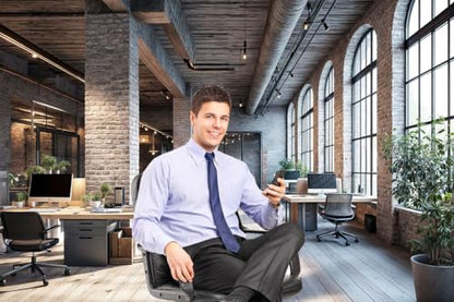 7X5ft Modern Office Backdrop for Video Conference Business Backdrops Rustic Brick Wall Virtual Office Scene Photography Studio Background Holiday Party Birthday Live Zoom Photoshoot Props - size: 7X5FT