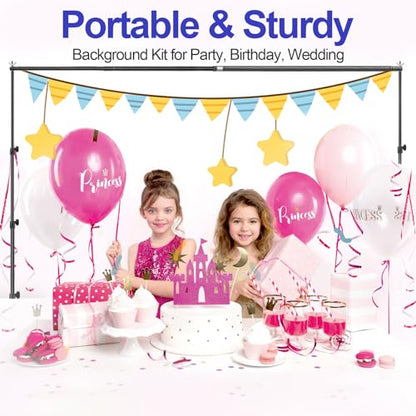 EMART 10x7.9FT Backdrop Stand, Photo Video Studio Adjustable&Lockable Heavy Duty Background Support System Kit with 6 Backdrop Clamps, 2 Sandbag and Carry Bag for Photography, Parties, Wedding, Video - size: 7.9x10ft
