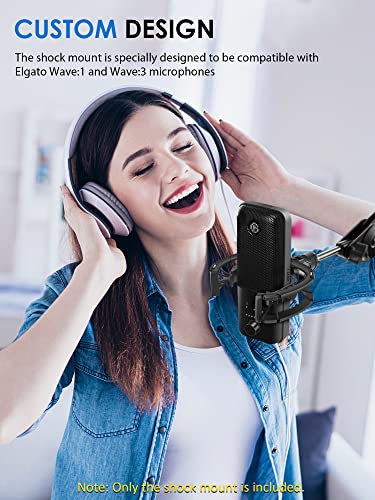 Wave Shock Mount, [Custom Built for Wave Mic] Anti-Vibration Suspension Shock Mount Holder Clip Compatible with Elgato Wave:1 and Wave:3 Microphones