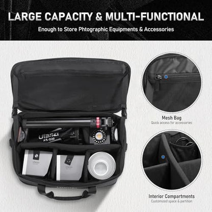 ULANZI Carrying Bag with Movable Foam Padded for Studio Light, Light Stands, Mini Softboxes, Durable Oxford Cloth Transit Bag Travel Case with Shoulder Strap & Handle, 17.13'' x 10.83'' x 8.27'',OM-01