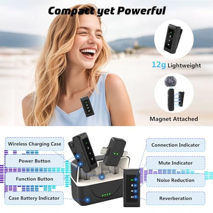 PANAMALAR Wireless Lavalier Microphone Clip-on Lapel Microphone Wireless Mini USB Microphone, V9