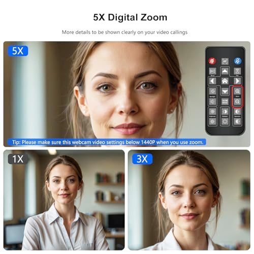 4K Webcam for PC, PDAF Streaming Camera with Dual Noise-reducing Mics, Fast Auto Focus, Auto Light Correction, 5x Zoom, 8MP USB Webcam with Privacy Cover, Plug and Play, for Switch 2/ Zoom/Teams/Meet