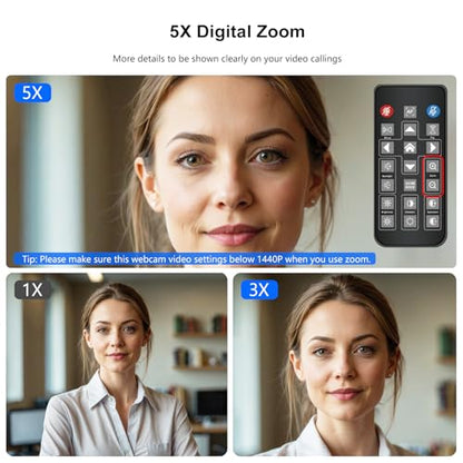 4K Webcam for PC, PDAF Streaming Camera with Dual Noise-reducing Mics, Fast Auto Focus, Auto Light Correction, 5x Zoom, 8MP USB Webcam with Privacy Cover, Plug and Play, for Switch 2/ Zoom/Teams/Meet