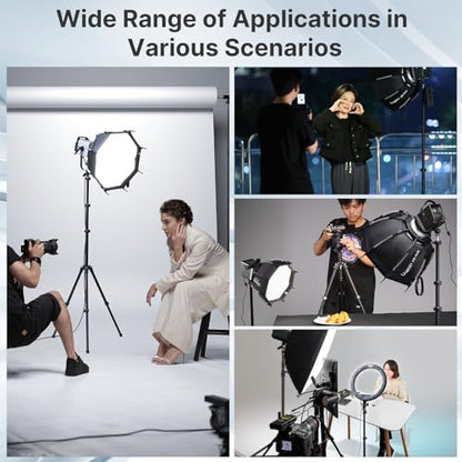 ULANZI Black Aluminum Light Stand, 6.32ft Extendable Tripod for Strobe Lights, Webcams, Cameras & Softboxes - size: 6.3 ft