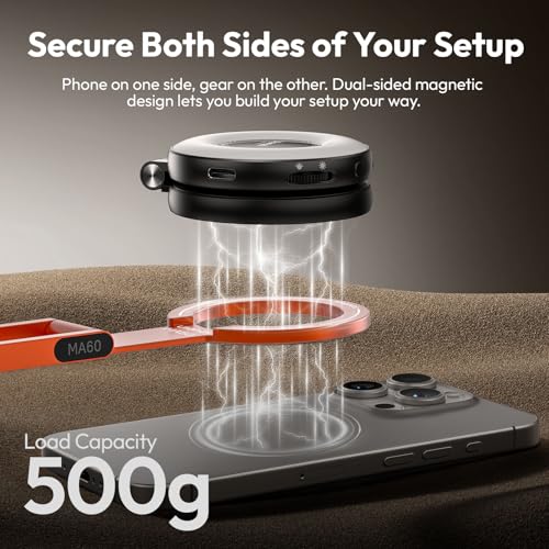 ULANZI MA60 Magnetic Phone Tripod Stand for iPhone 17 16 15 14 13 12 - Ultra Thin 0.8cm Foldable Aluminum Mini Tripod, Strong N52 Magnet Quick Mount, Pocket Cell Phone Stand, Orange - color: Orange