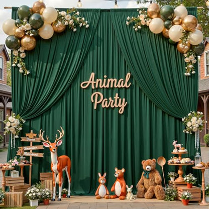 10ftx12ft Wrinkle Free Hunter Green Backdrop Curtain, 2 Panels 12FT Height Wedding Backdrop Drapes, Silky Polyester Back Drop Cloth for Birthday Photography Background Party Backdrop Draping - color: Hunter Green, size: (W)5ft x (H)12ft (2 Panel)