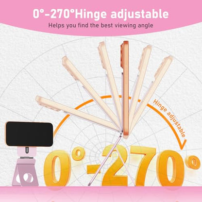 IST IDEA for Magsafe Tripod, Tripod for iPhone Lightweight Aluminum Alloy & Angle Adjustment & Strong Magnets iPhone Tripod Stand Compatible with 17/16/15/14/13/12 (Included Metal Ring) - color: Pink
