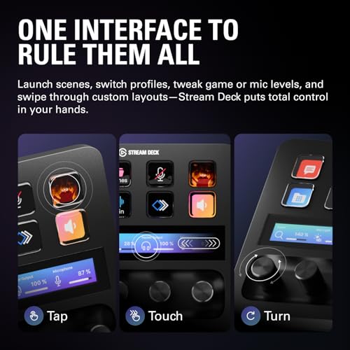 Elgato Stream Deck +, Audio Mixer and Studio Controller | LCD keys, dials and touch strip, Multi actions and smart profiles, Unlocks Wave Link mixing, Works with Mac and PC
