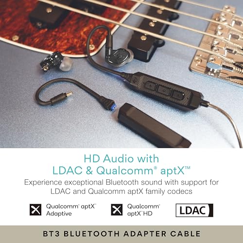 MEE audio M6 PRO Musicians' In-Ear Monitors Wired + Wireless Combo Pack: Includes IEMs, 2 Audio Cables and BT3 Hi-Res Bluetooth Audio Adapter w/aptX, LDAC, Auracast Support, & Built-In Headset (Black) - color: Black, style: IEMs + Bluetooth Adapter